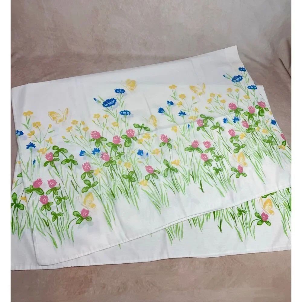 Vintage Floral Pillowcase Set Butterflies 20x30” Burlington